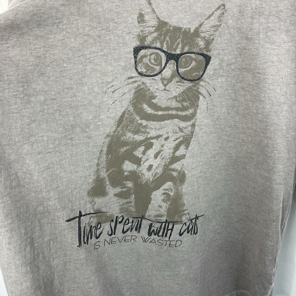 Gina Benotti 3/4 sleeve shirt Time Spent with Cats is Never Wastes Cat shirt MED